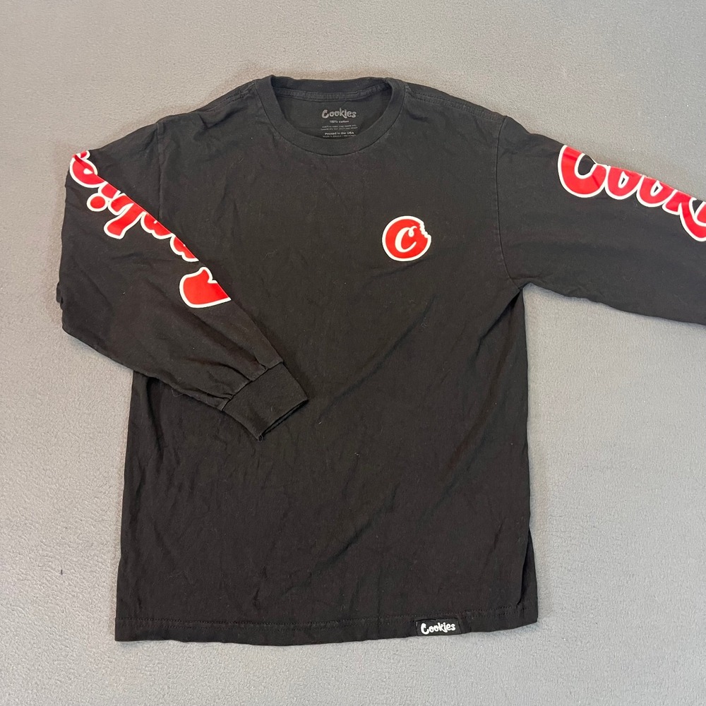 Cookies SF C Bite Black Red LS Shirt Sz Med Zumiez Graphic Shirt Spellout Cotton